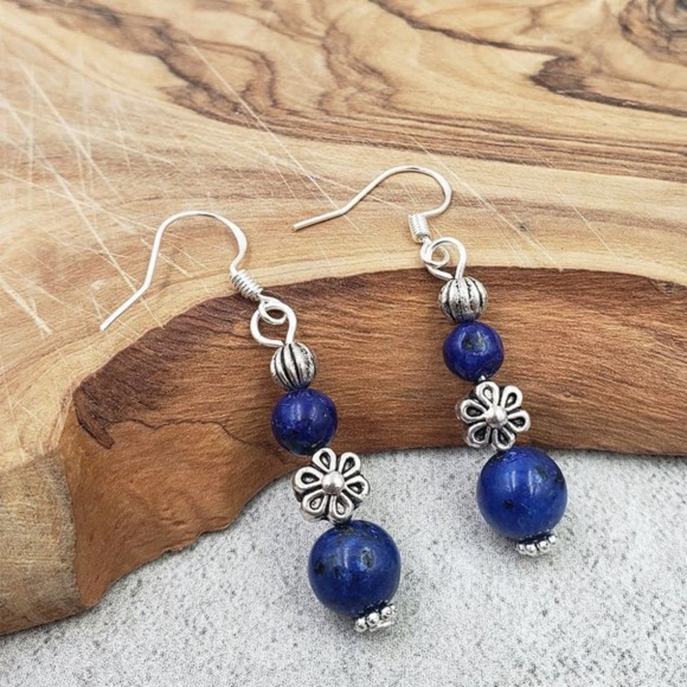 NEW Sterling Silver Lapis Lazuli Drop Earrings